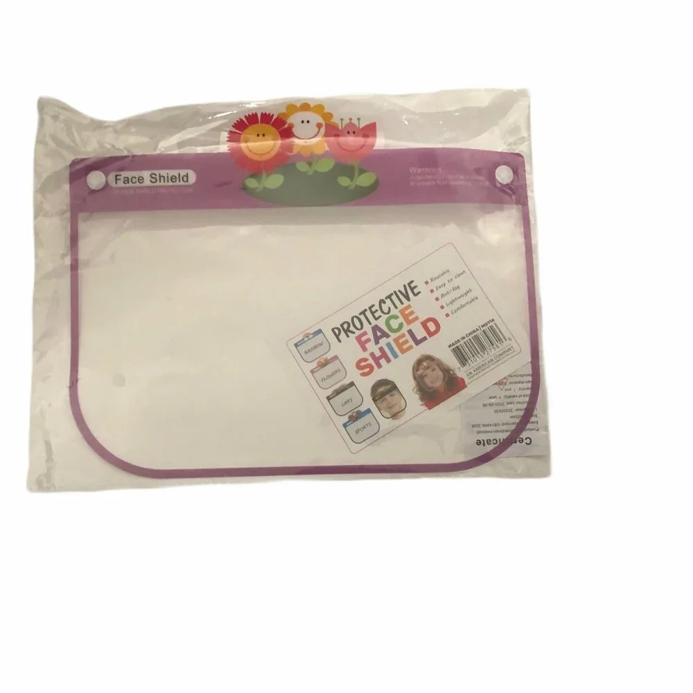 Girls Pink Flower Design Protective‎ Kid's Reusable Transparent Full Face Shield